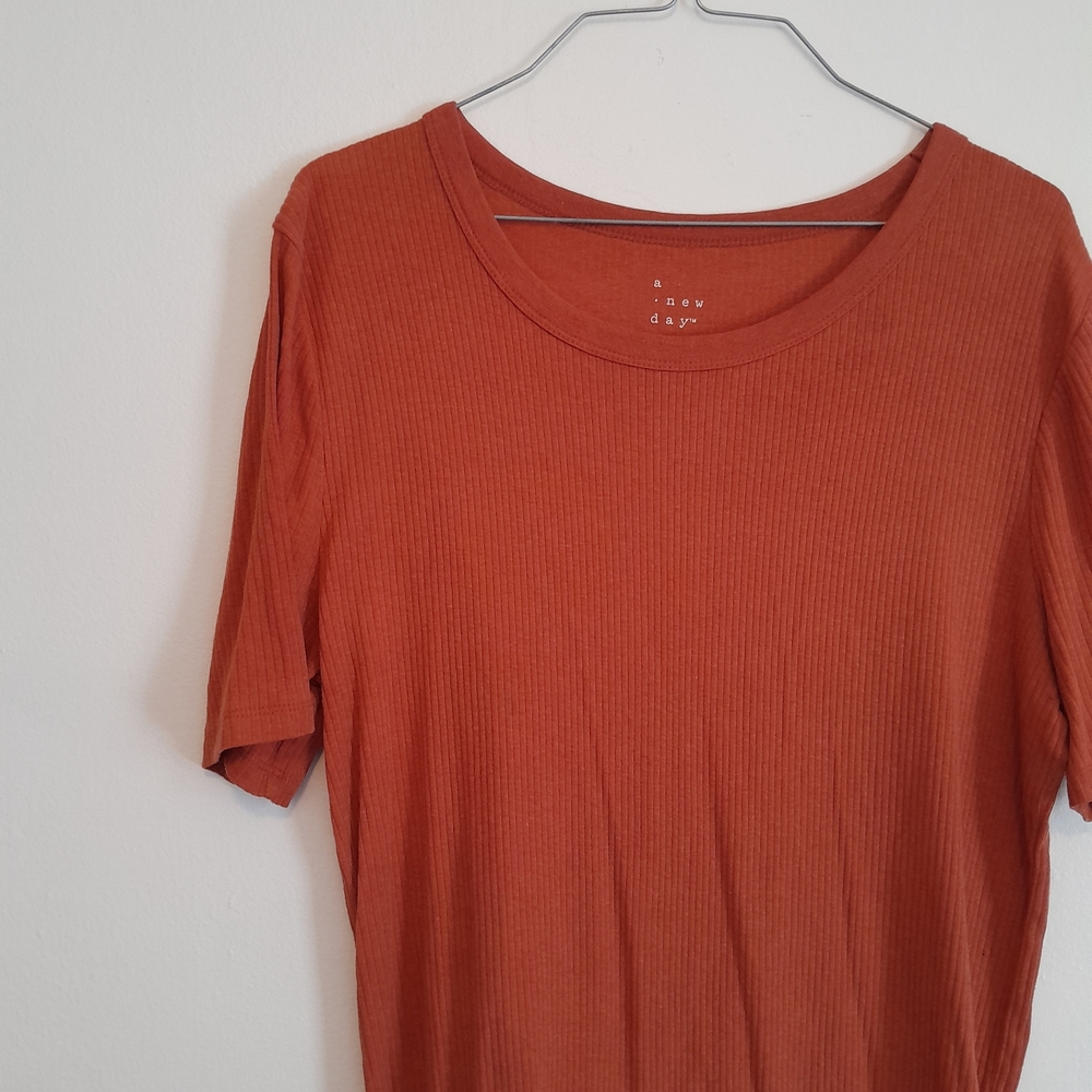 A New Day Women's Rust Orange Ribbed Knit Tshirt